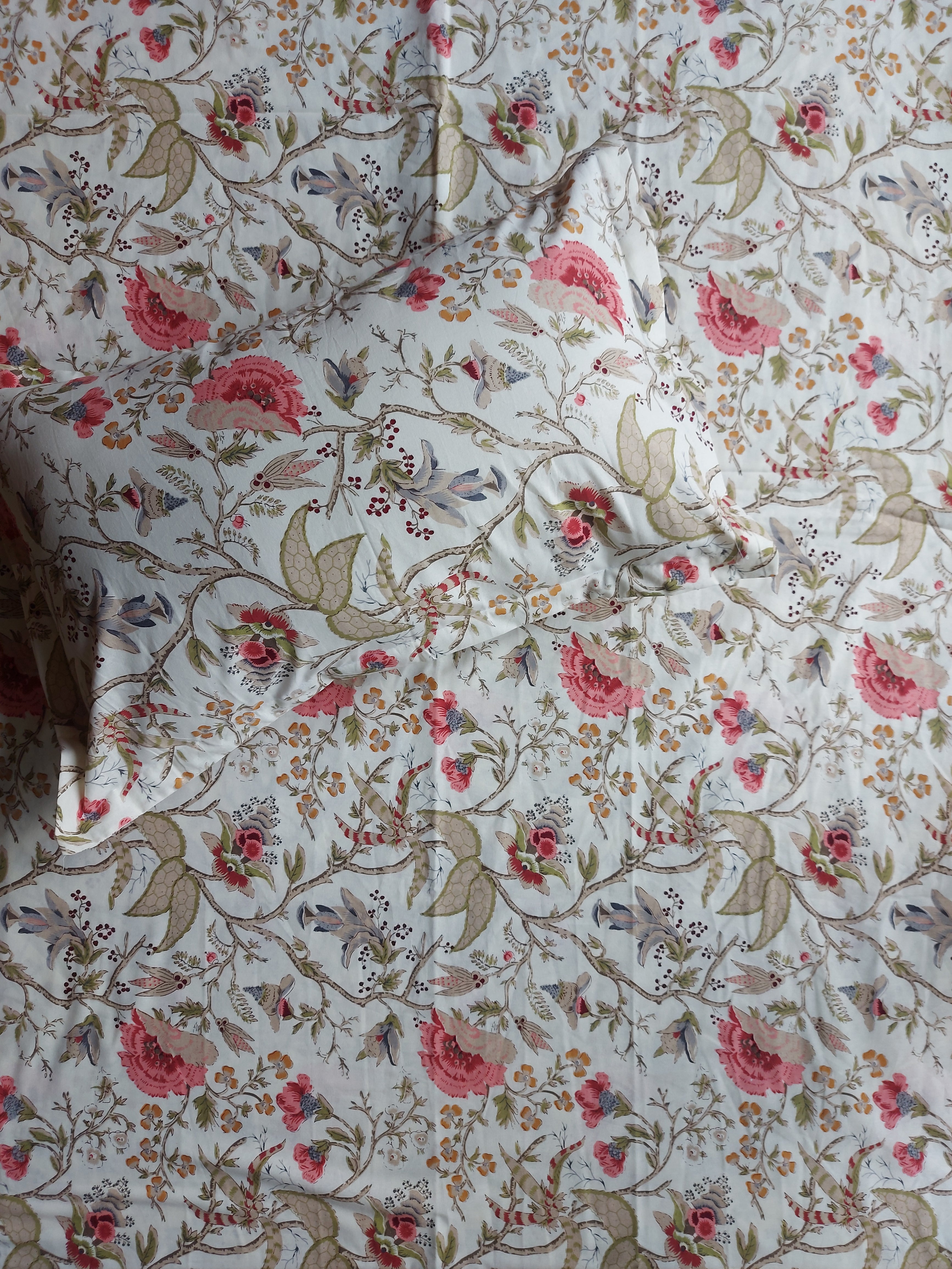 Floral Double Bedsheet - Beige
