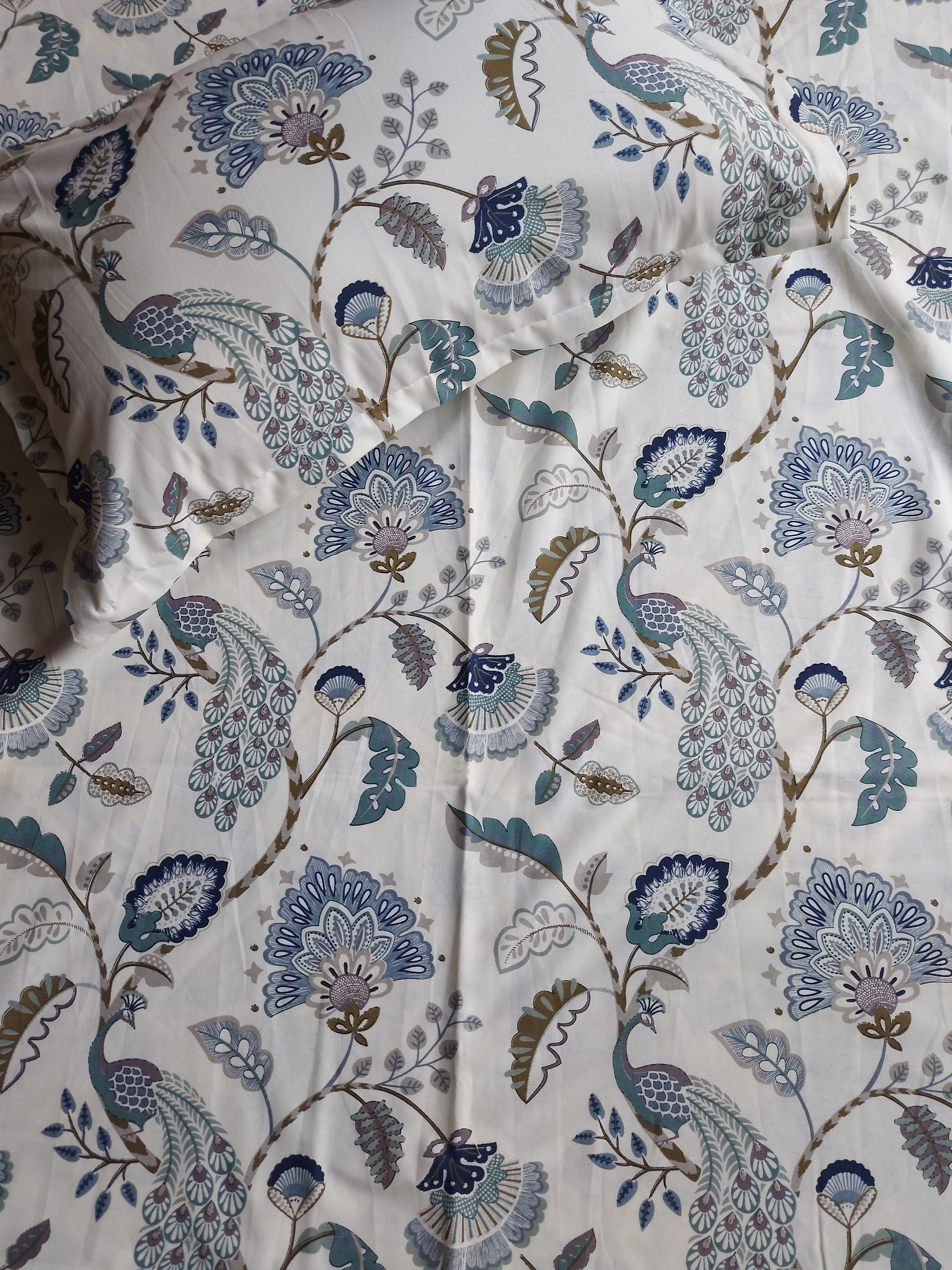 Floral Double Bedsheet - Blue