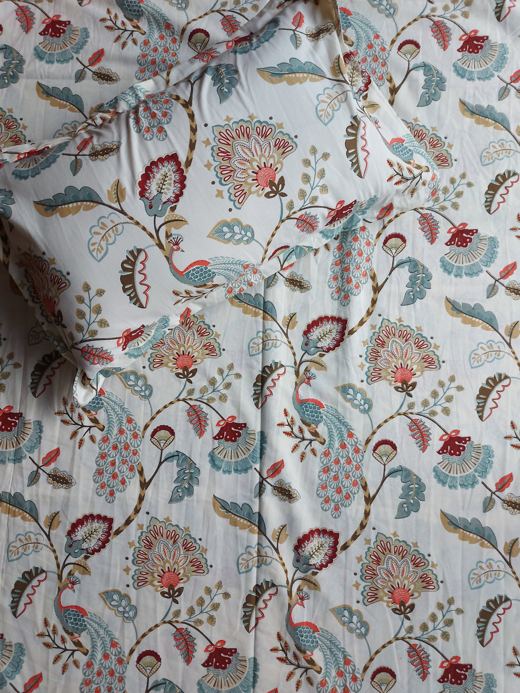 Floral Double Bedsheet - Maroon