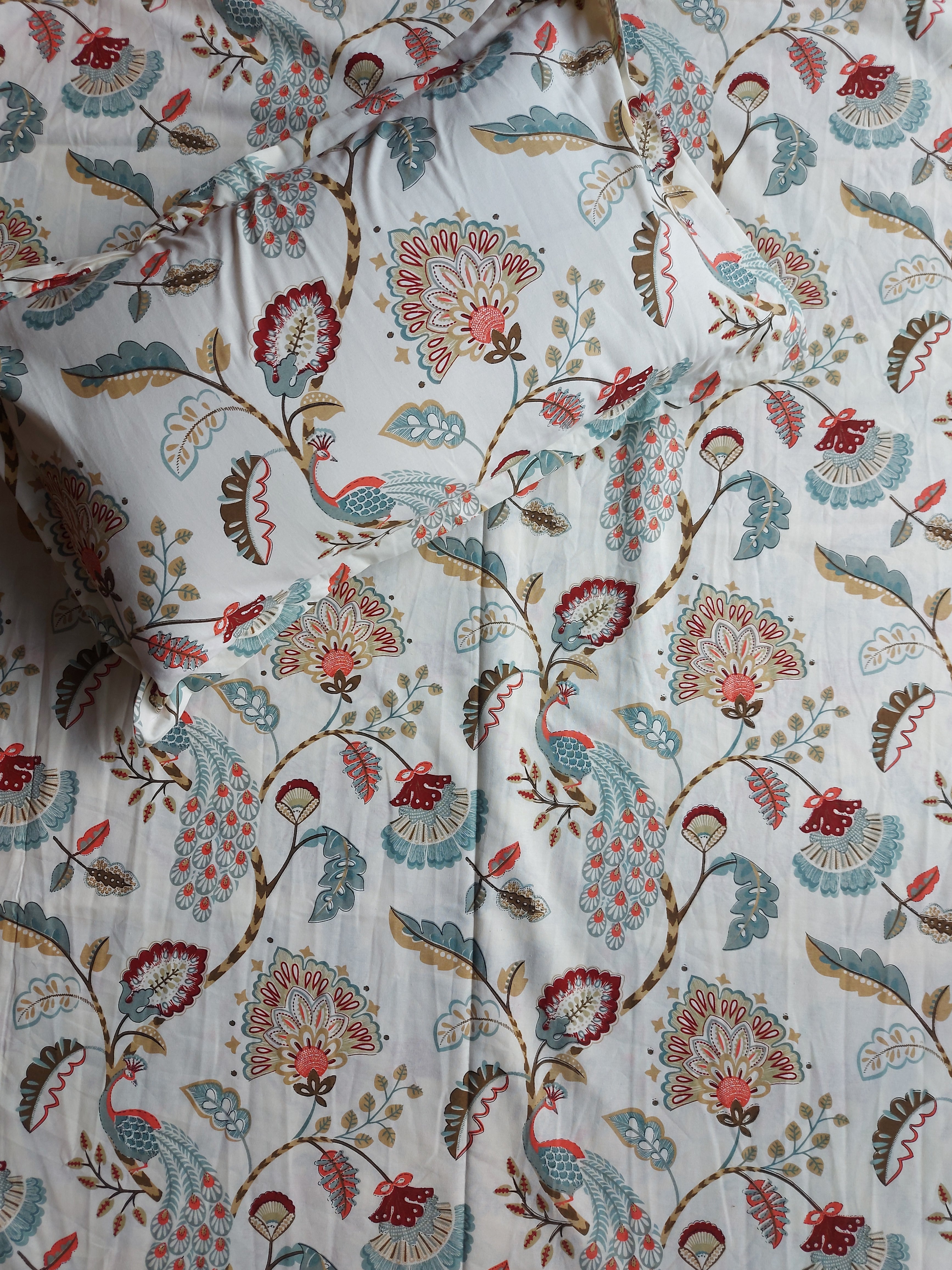Floral Double Bedsheet - Maroon