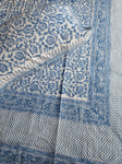 Sanganeri Double Bedsheet - Blue Floral