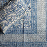 Sanganeri Double Bedsheet - Blue Floral