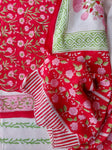 Sanganeri Cotton Suit Set - Red