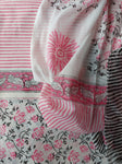Sanganeri Cotton Suit Set - White & Pink