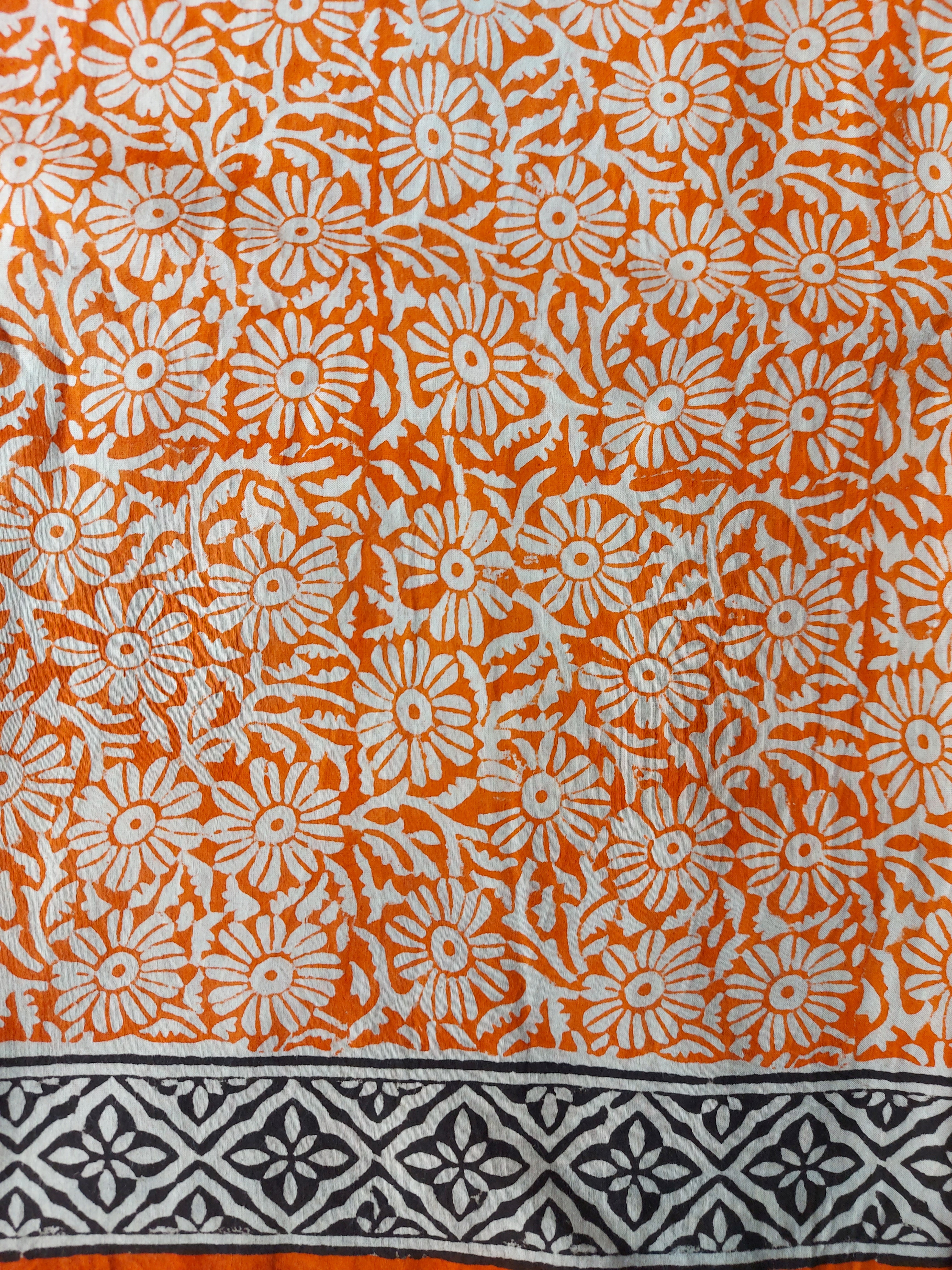 Sanganeri Cotton Suit Set - Orange