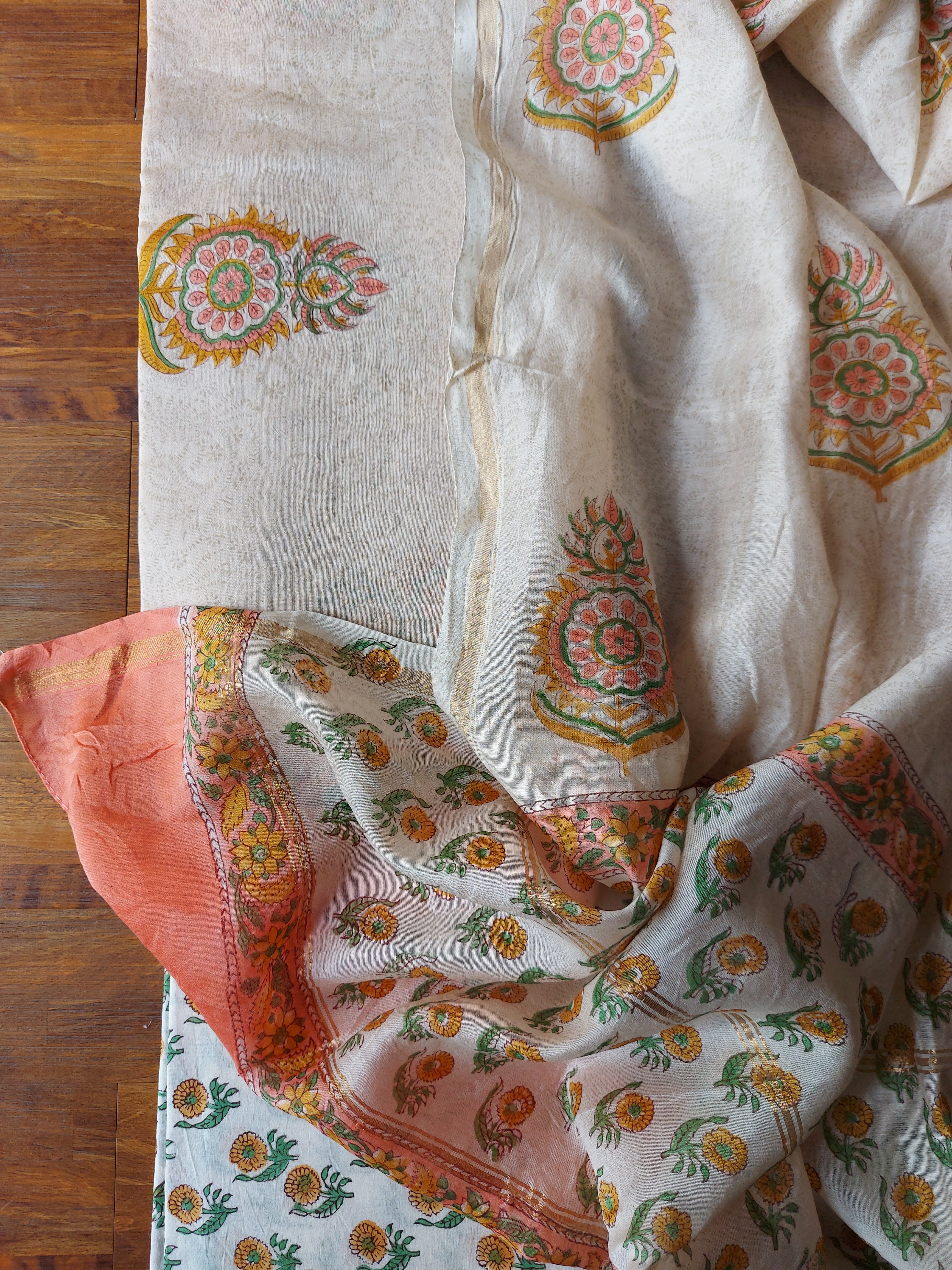 Chanderi Suit Set - Peach