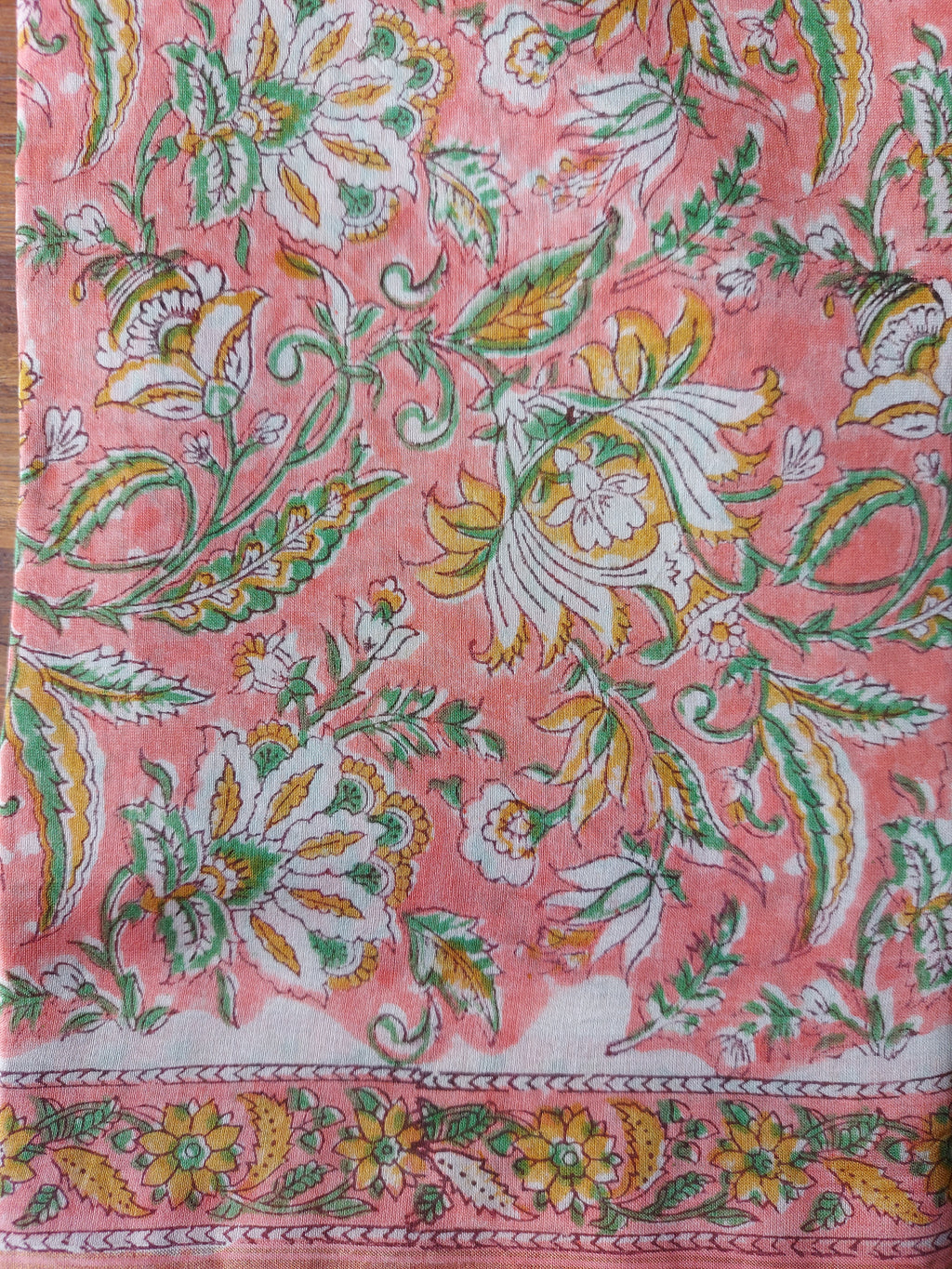 Chanderi Suit Set - Peach Floral