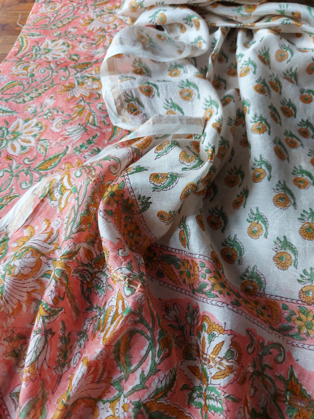 Chanderi Suit Set - Peach Floral