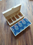 Wooden Box with Compartments - Blue