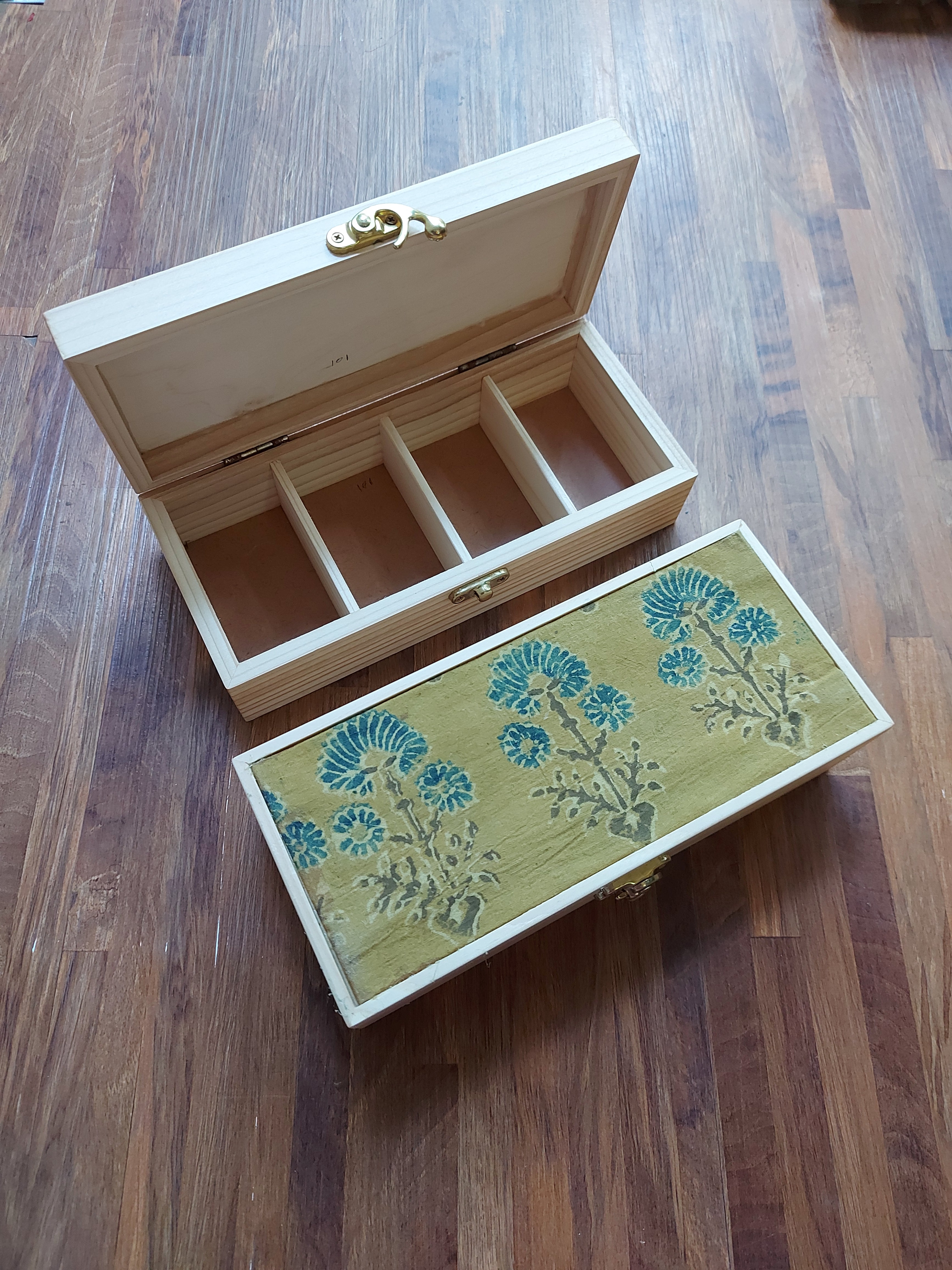 Wooden Box with Compartments - Yellow