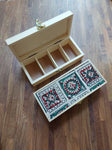 Wooden Box with Compartments - Green