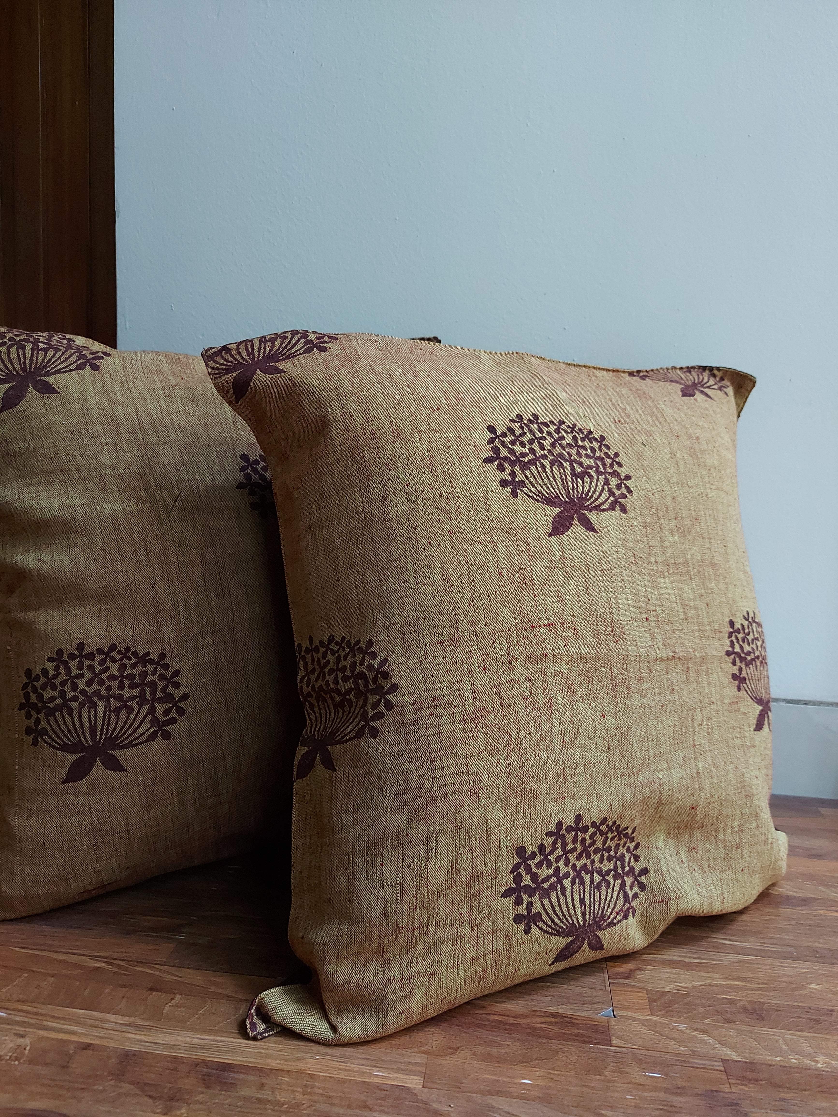 Floral Cotton Cushion Cover 16" × 16"