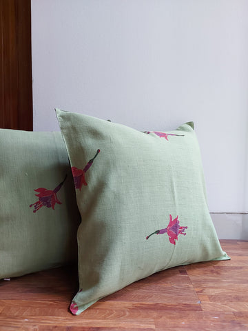 Floral Cotton Cushion Cover - 16" × 16"