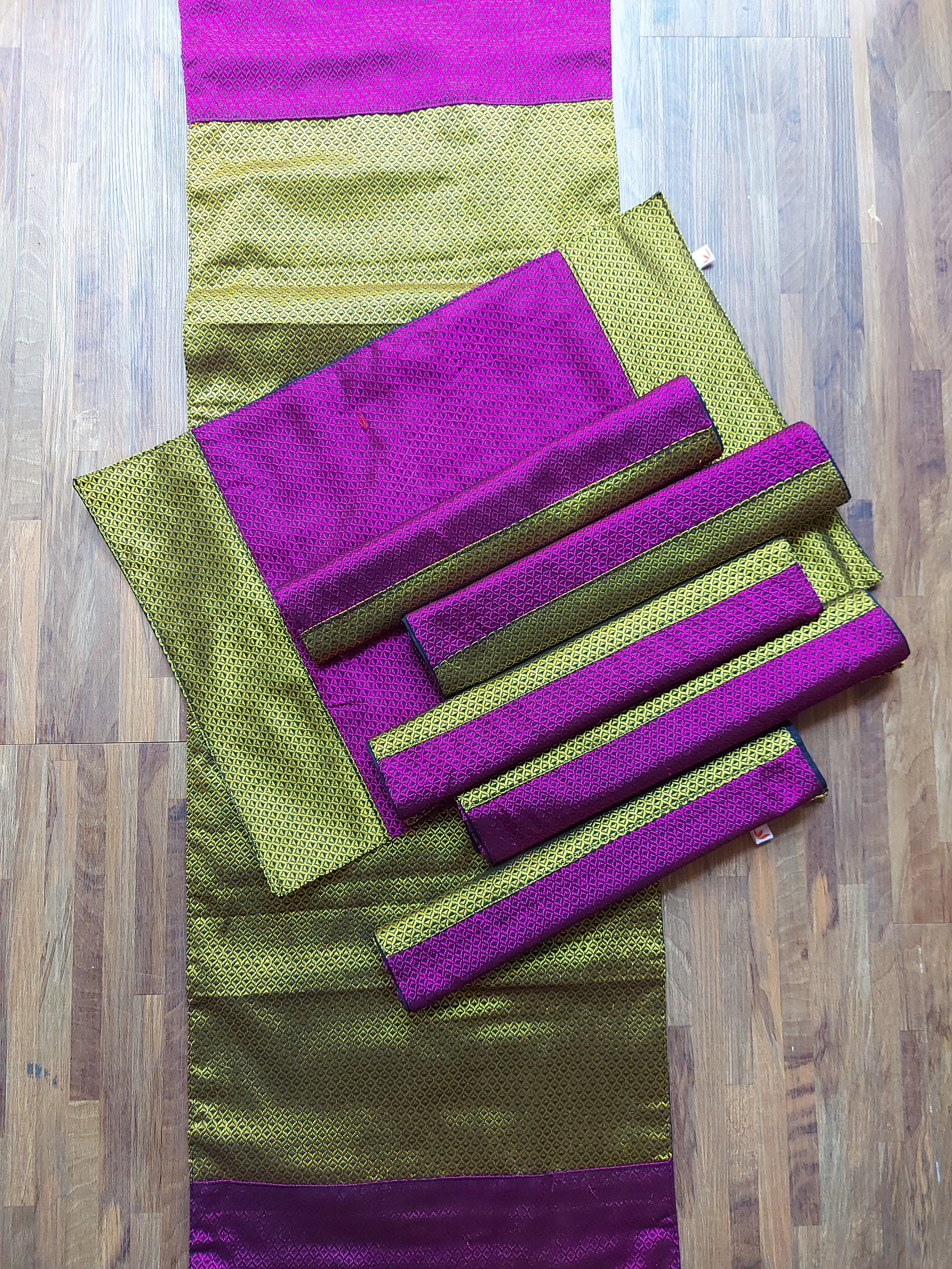 Table Mat & Table Runner Set - Pink + Yellow