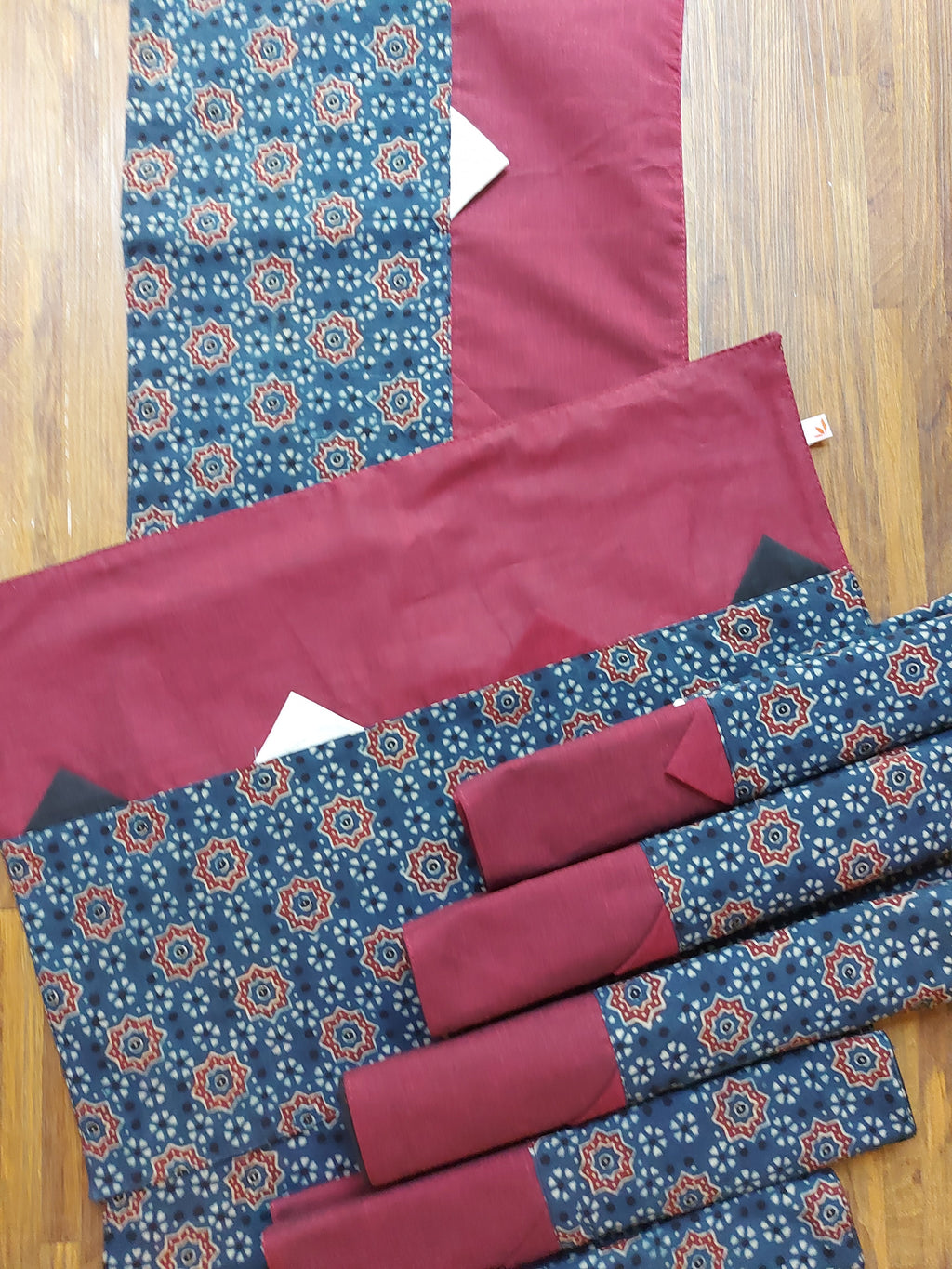 Table Mat & Table Runner Set - Blue Ajrakh