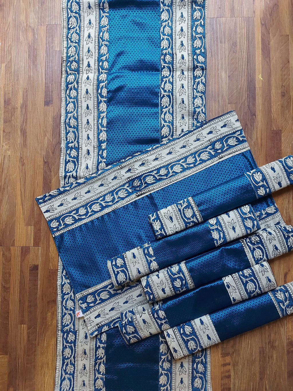 Table Mat & Table Runner Set - White + Blue Khun
