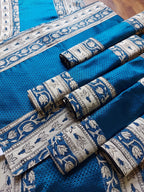 Table Mat & Table Runner Set - White + Blue Khun