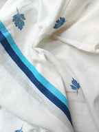 RUI - Organic Cotton Stole - Leaf Print - Blue