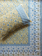 Baagh Double Bedsheet - Yellow & Blue