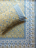 Baagh Double Bedsheet - Yellow & Blue