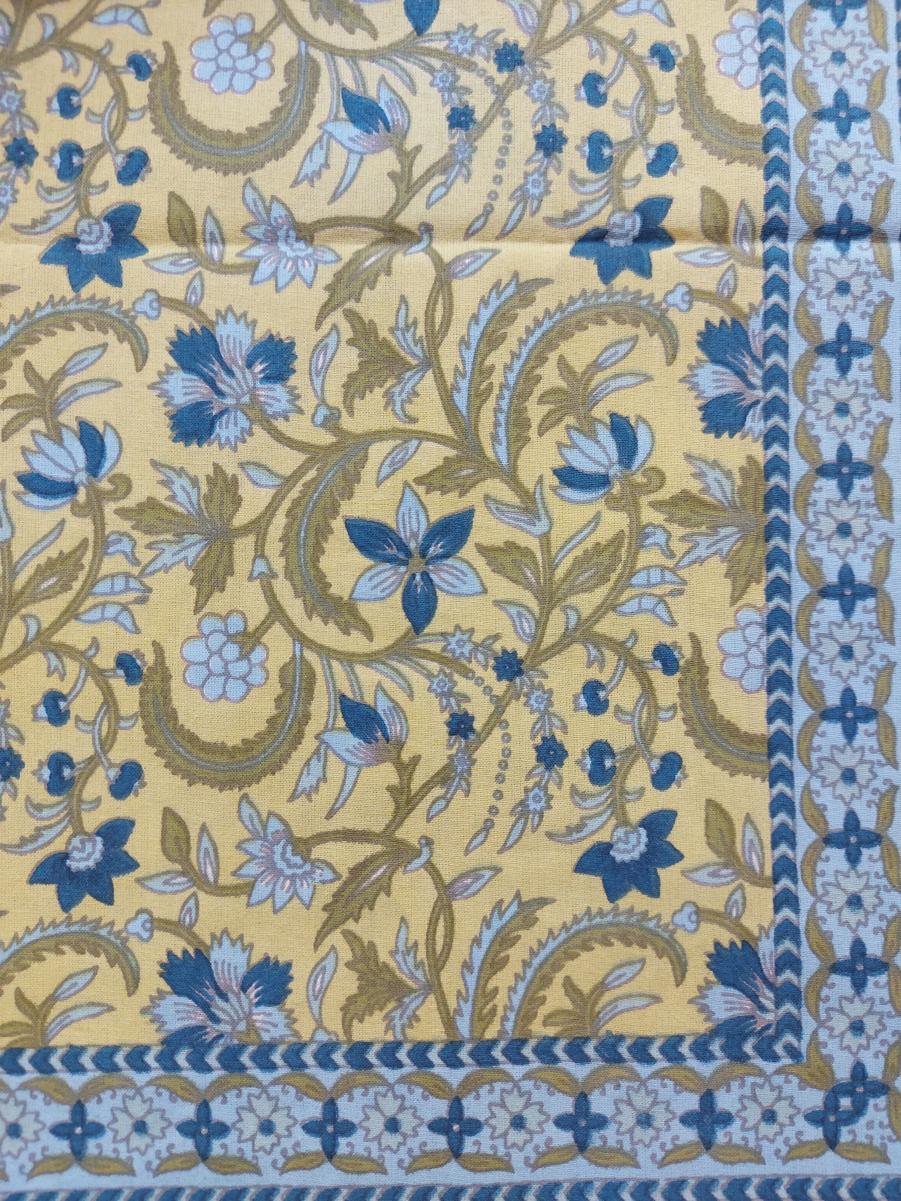 Baagh Double Bedsheet - Yellow & Blue