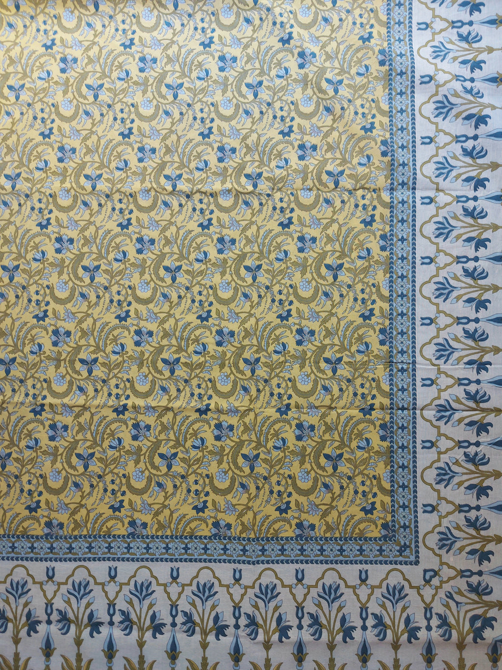 Baagh Double Bedsheet - Yellow & Blue