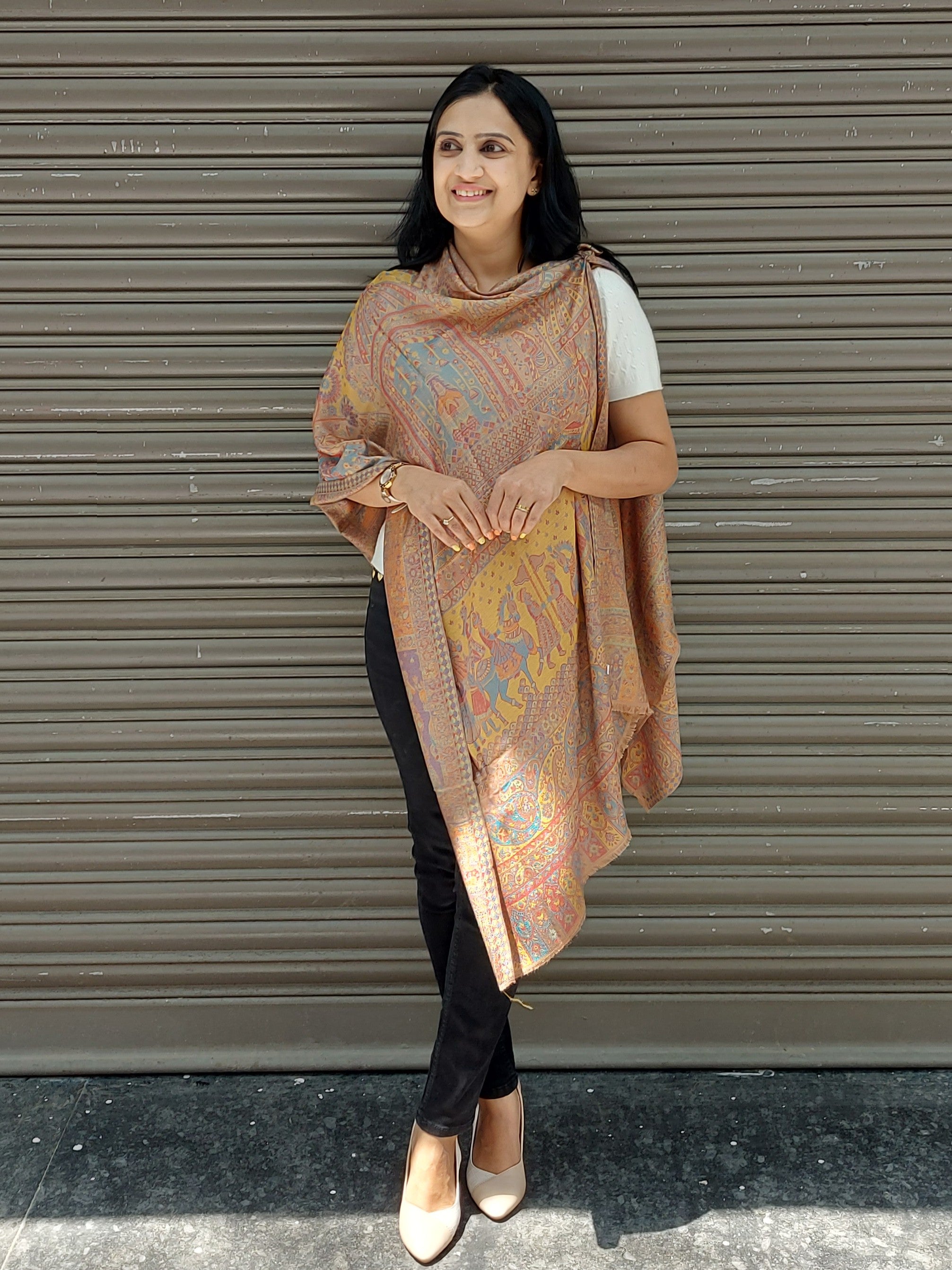 Kashmiri Floral Stole-cum-Shawl