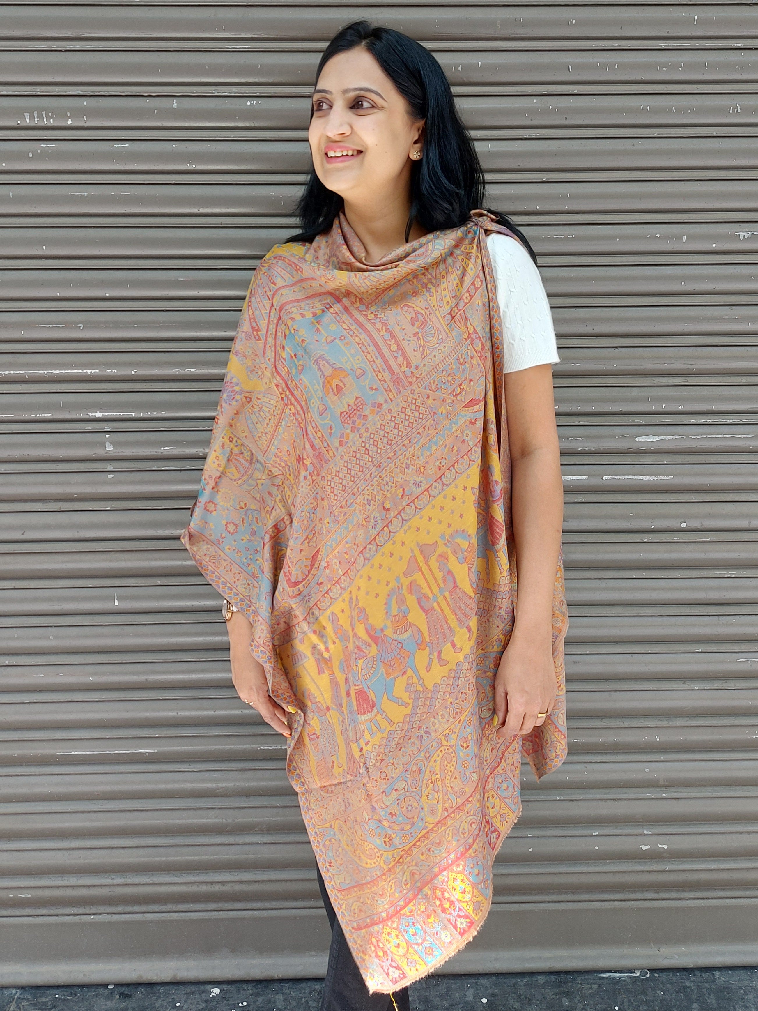 Kashmiri Floral Stole-cum-Shawl