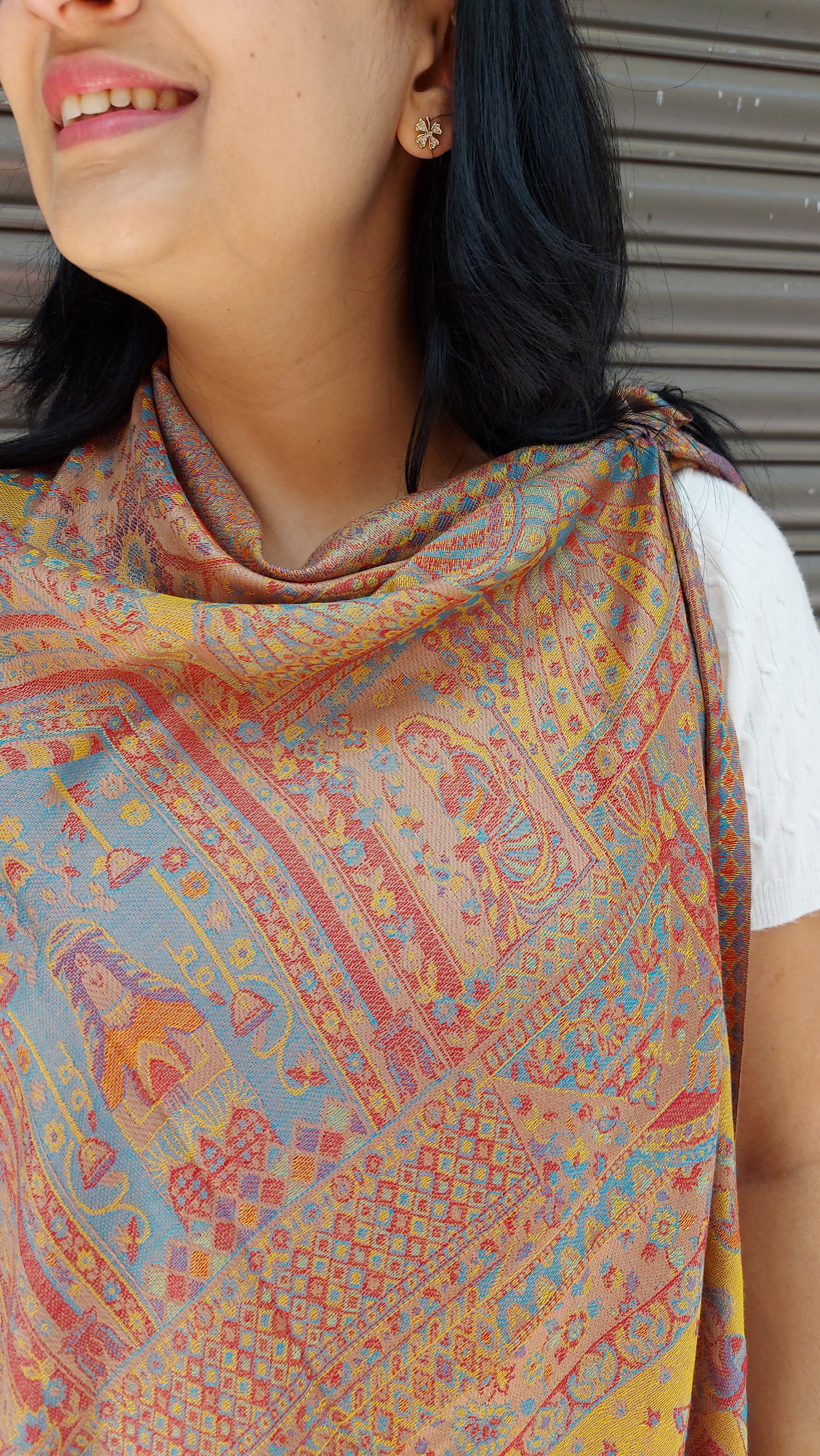 Kashmiri Floral Stole-cum-Shawl