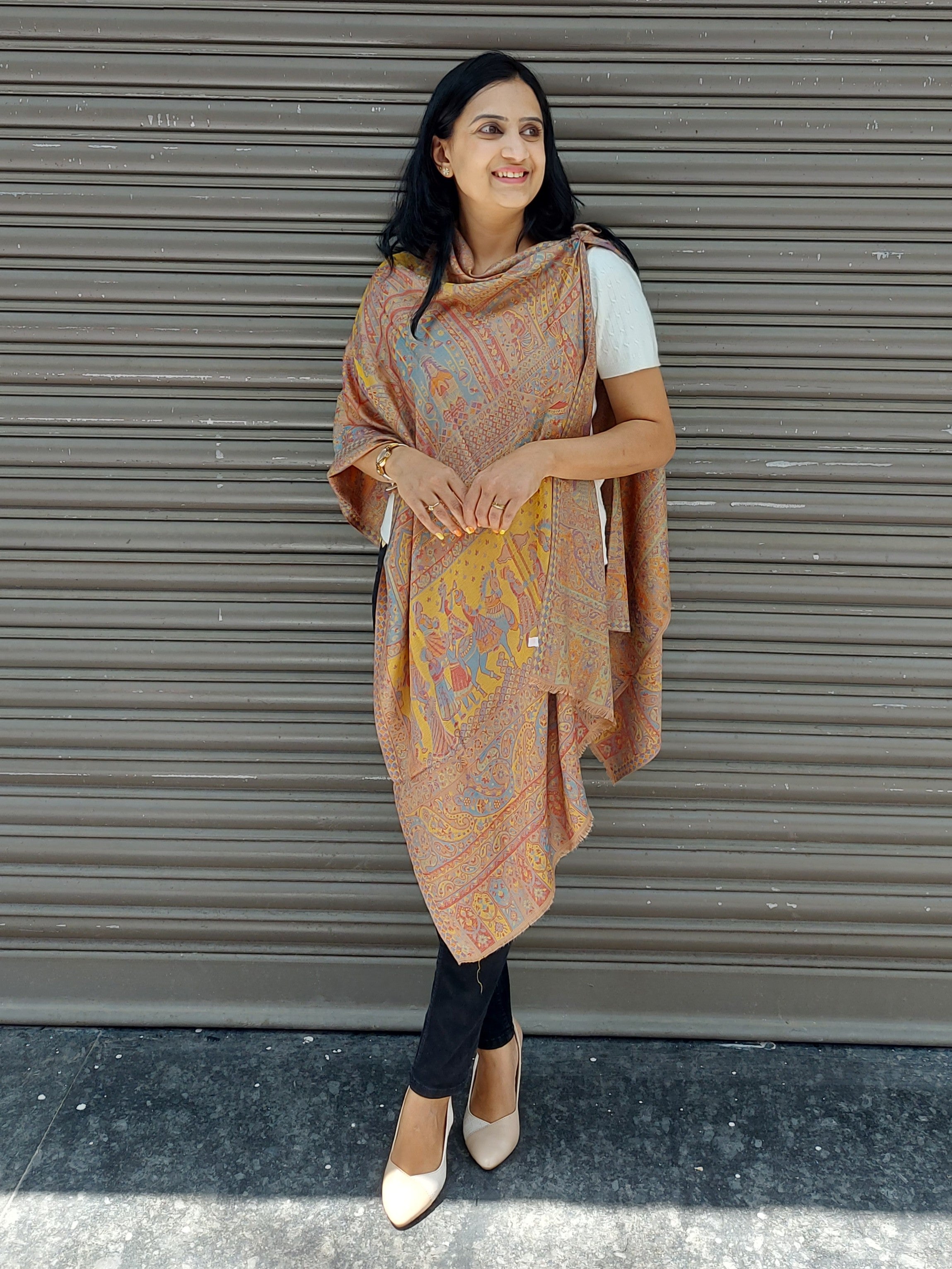 Kashmiri Floral Stole-cum-Shawl