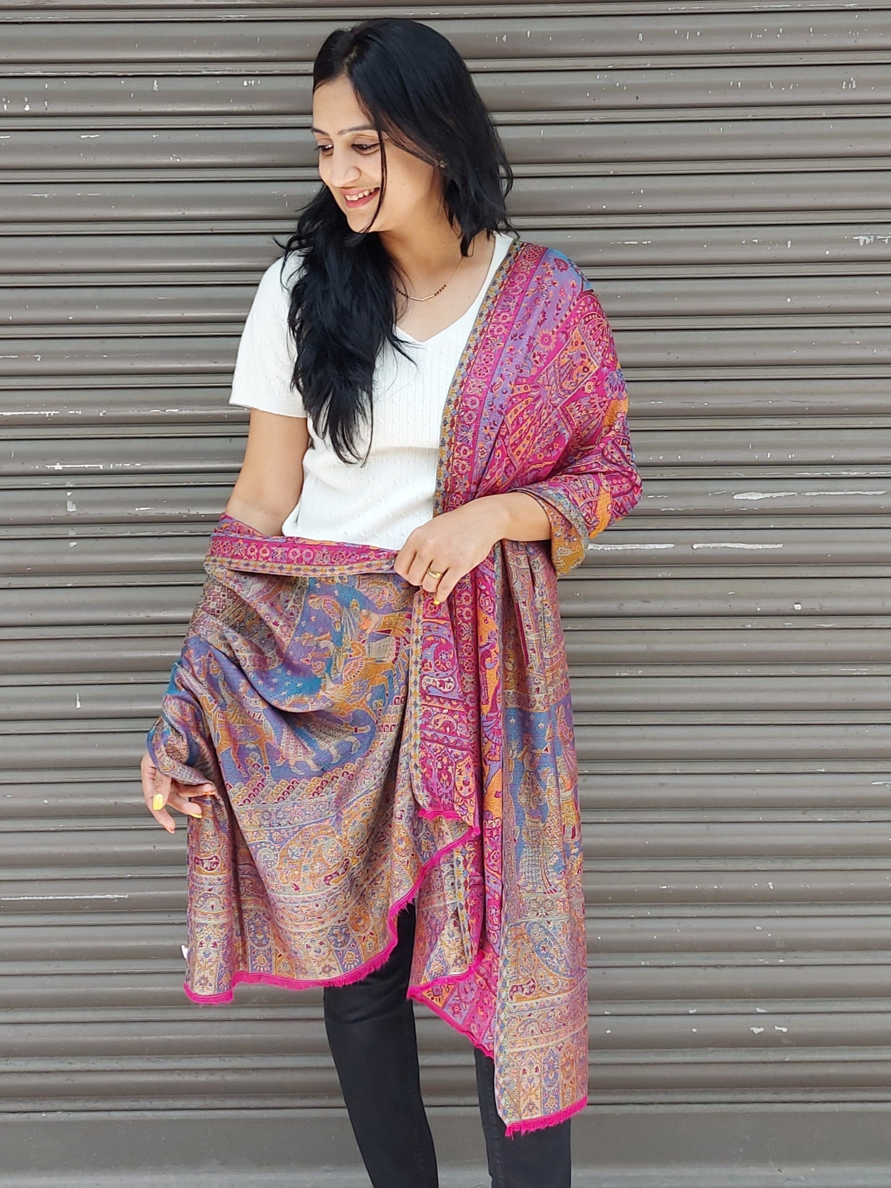Kashmiri Floral Stole-cum-Shawl