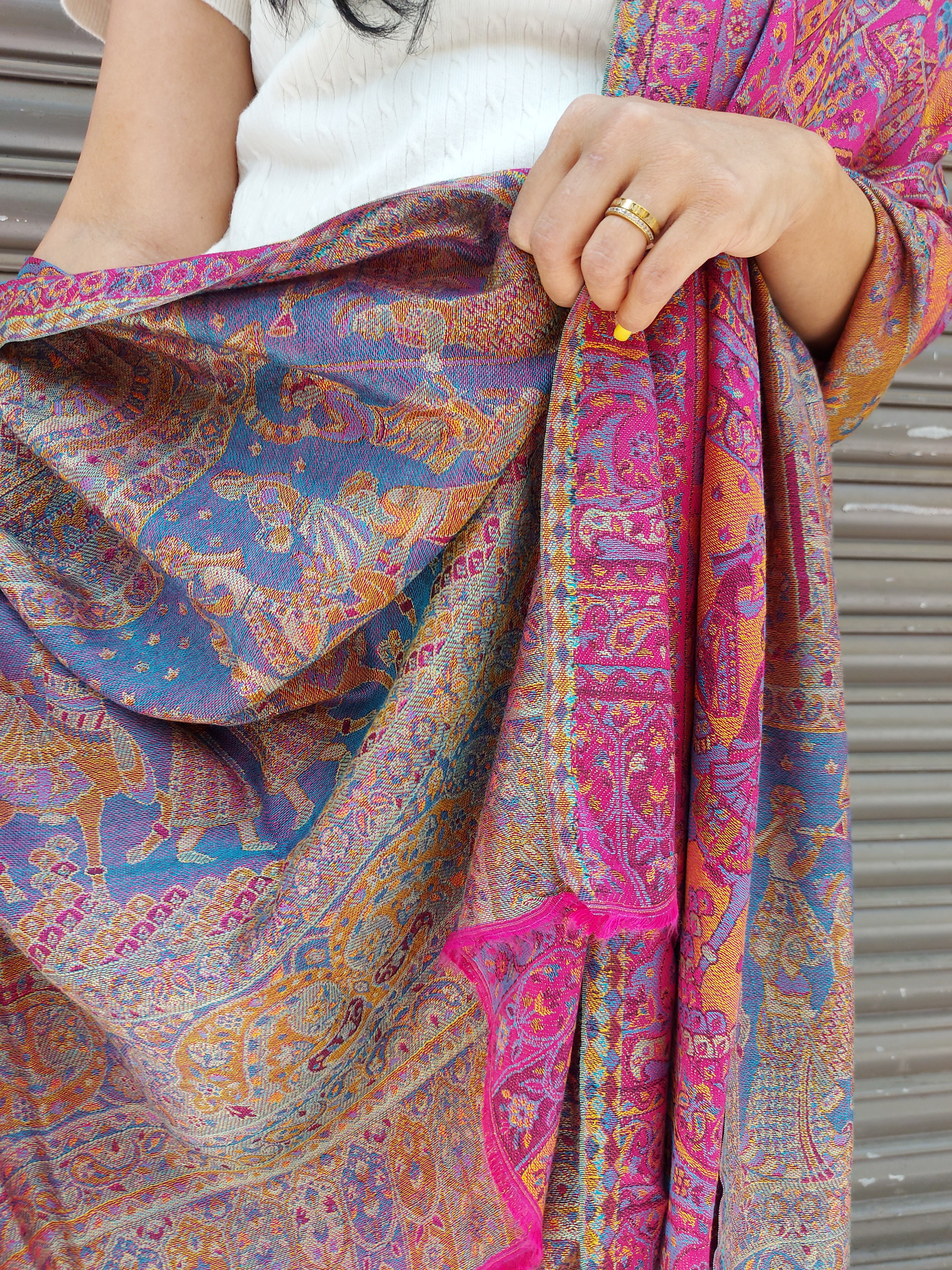 Kashmiri Floral Stole-cum-Shawl