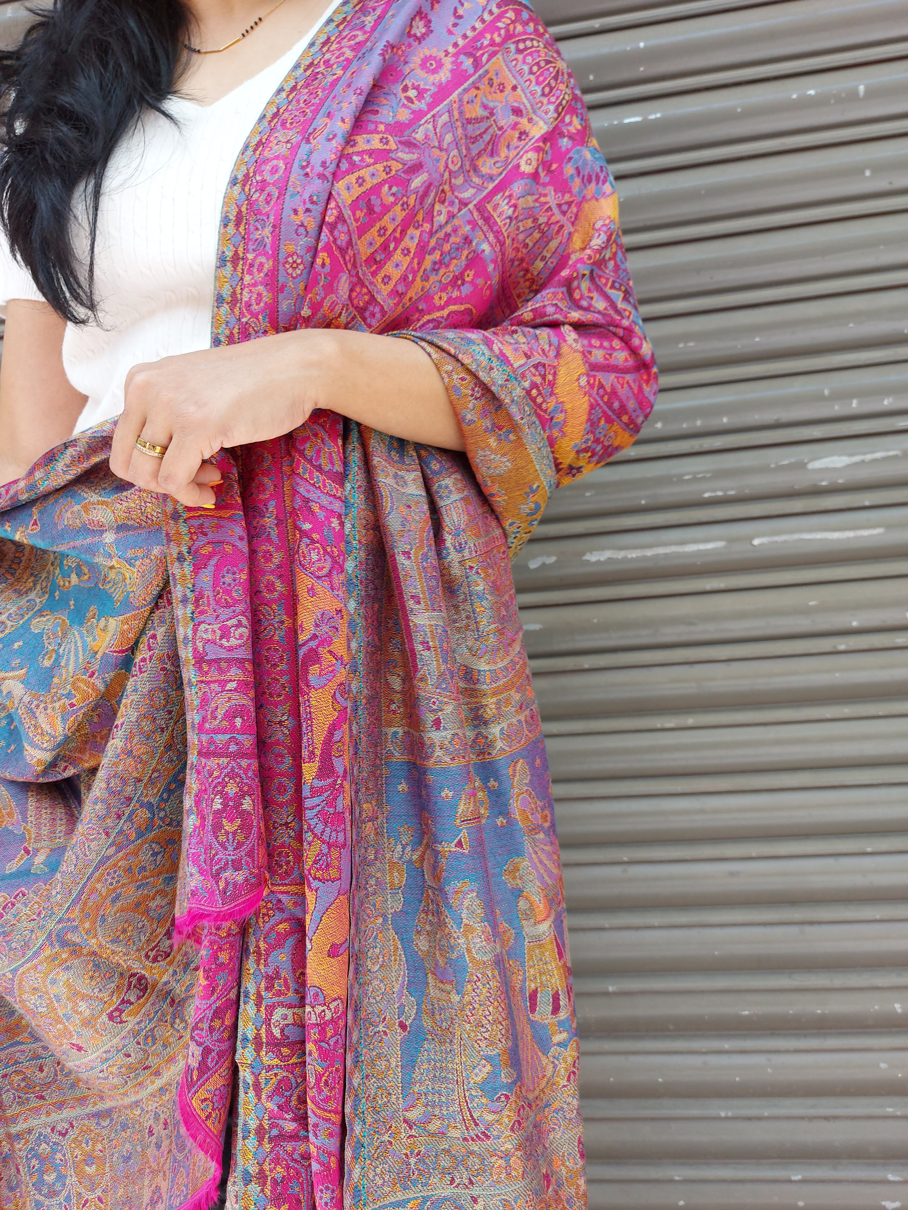 Kashmiri Floral Stole-cum-Shawl