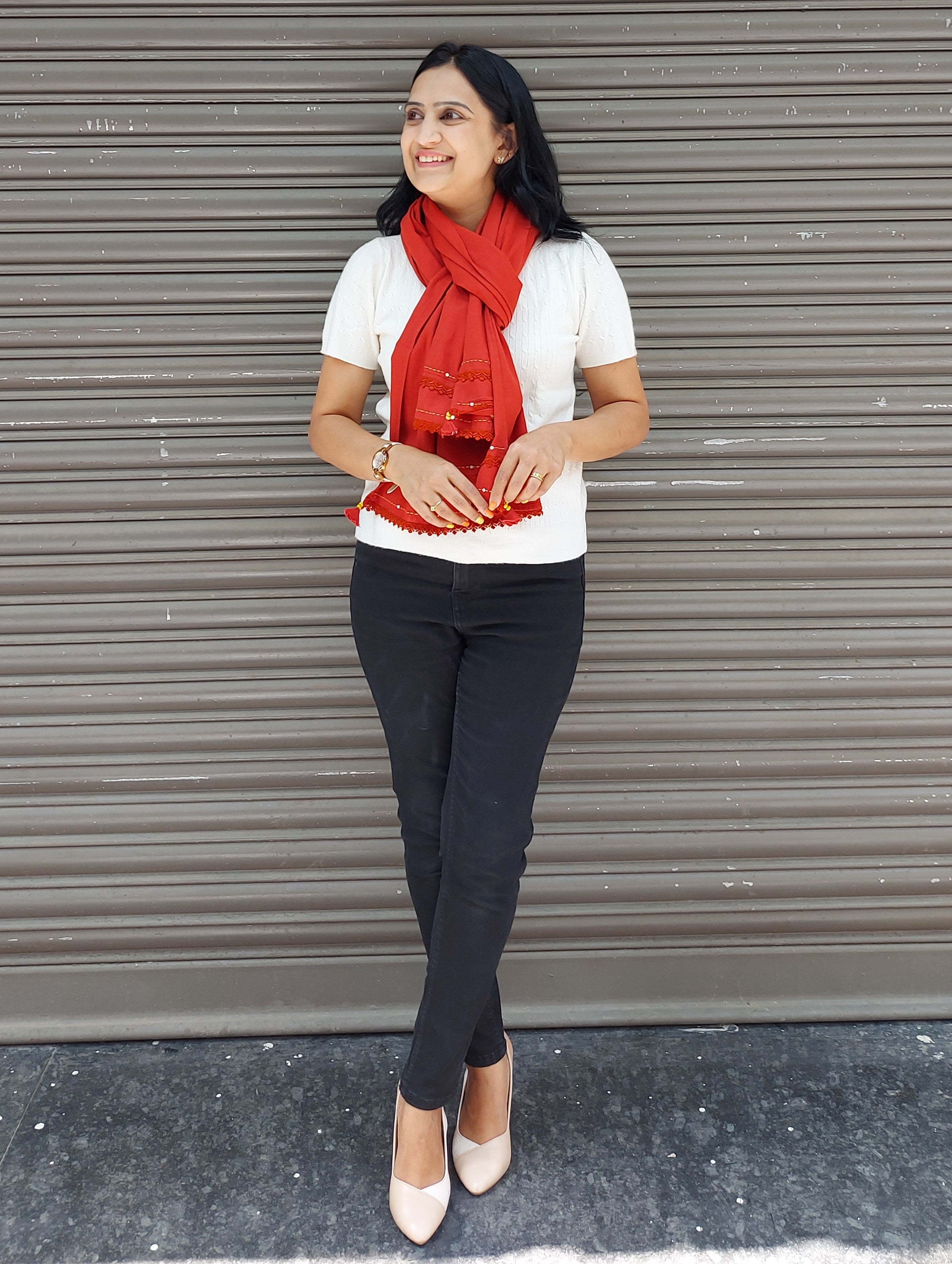 Cotton Plain Stole - Maroon