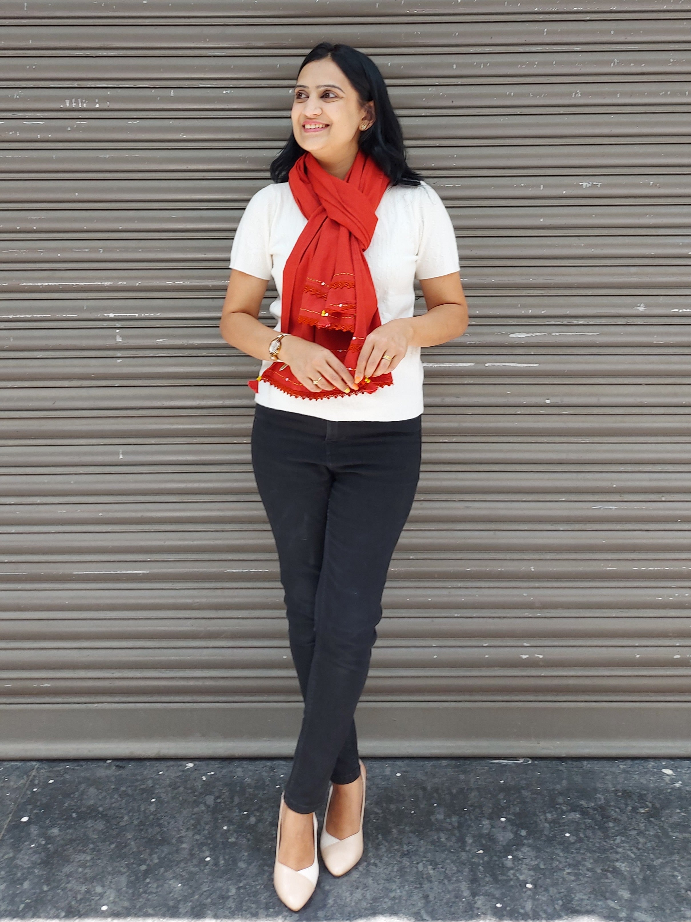 Cotton Plain Stole - Maroon