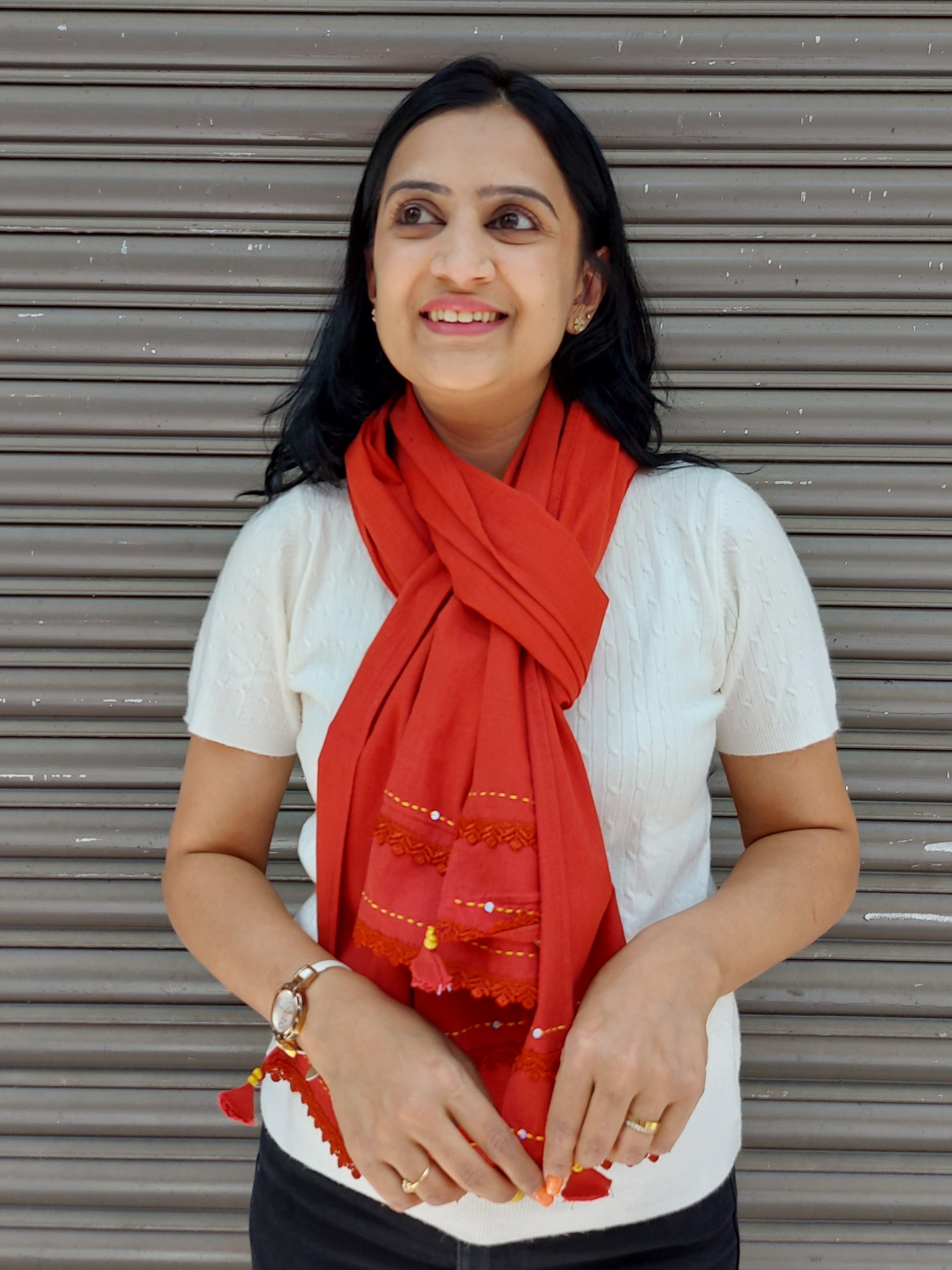 Cotton Plain Stole - Maroon