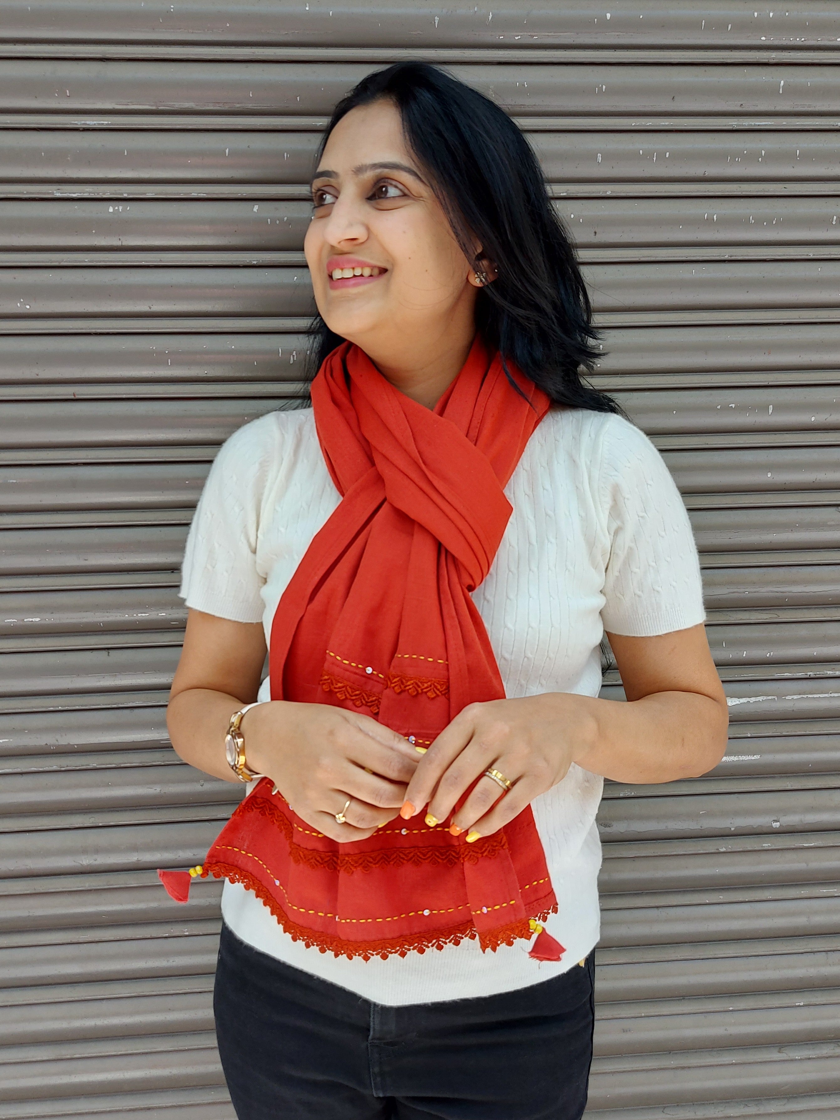 Cotton Plain Stole - Maroon