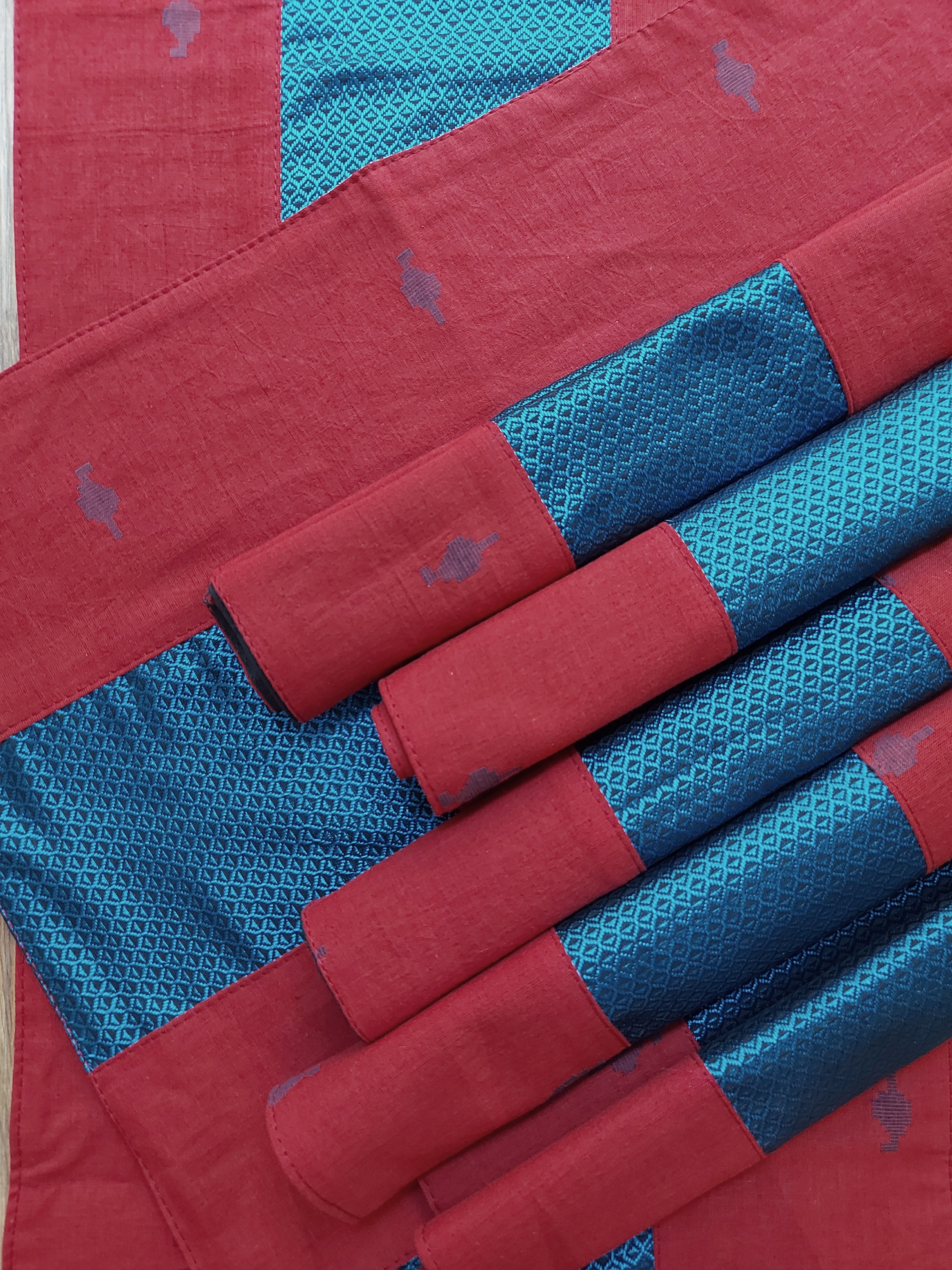 Table Mat & Table Runner Set - Red + Blue Khun