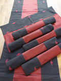Table Mat & Table Runner Set - Black + Maroon Khun