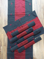 Table Mat & Table Runner Set - Black + Maroon Khun