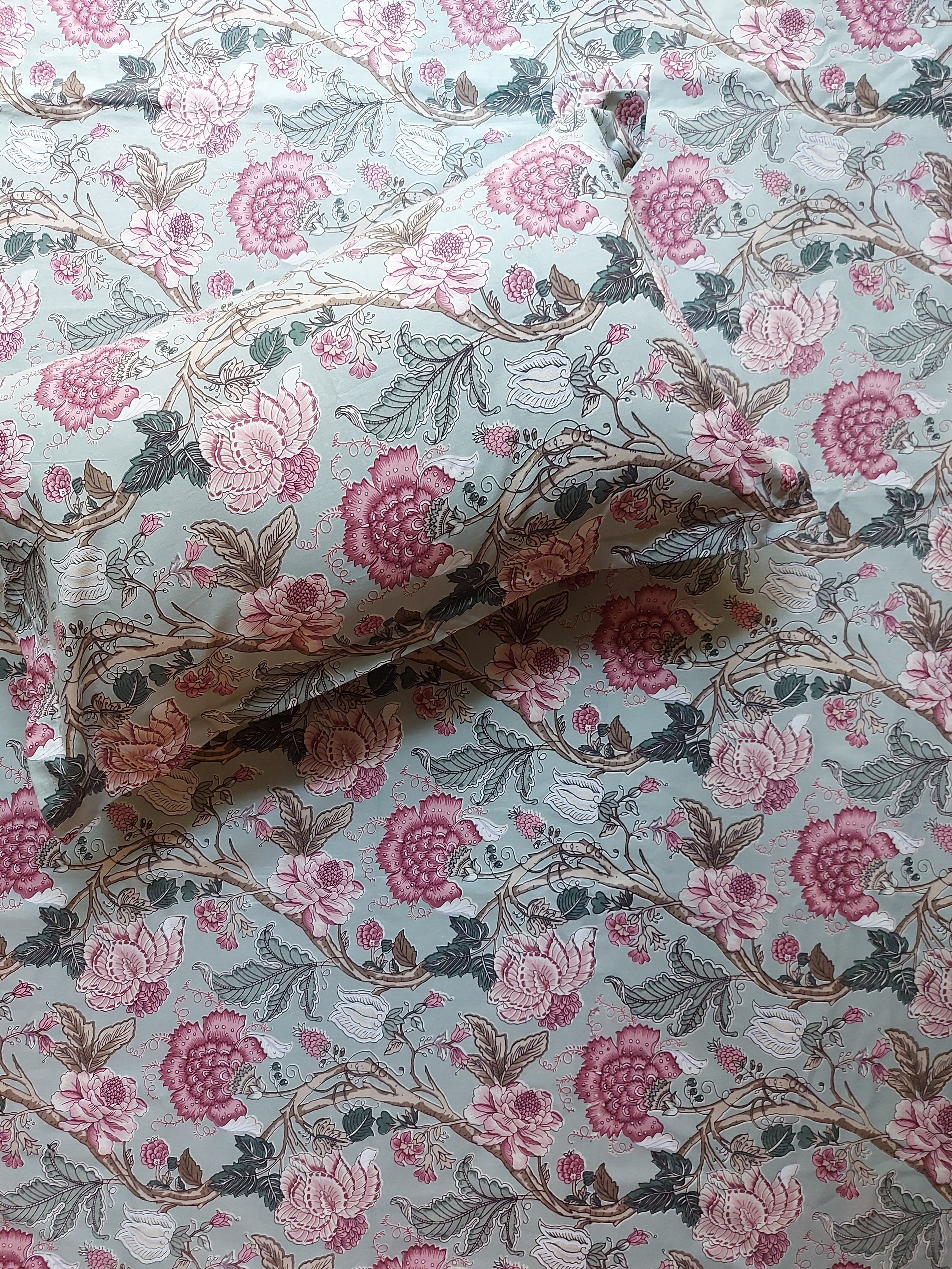 Floral Double Bedsheet - Green