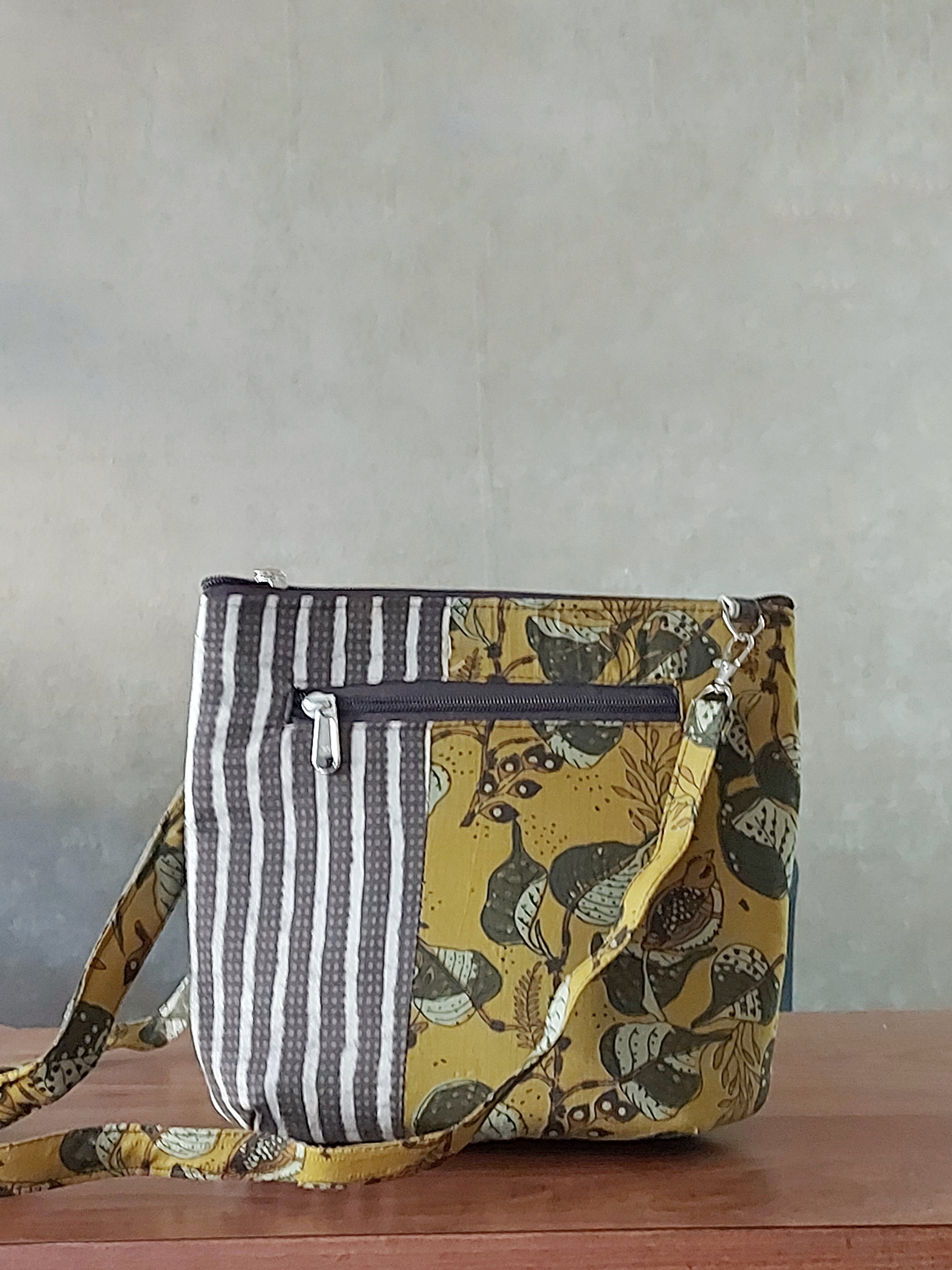 Cotton Basket Sling - Yellow & Grey