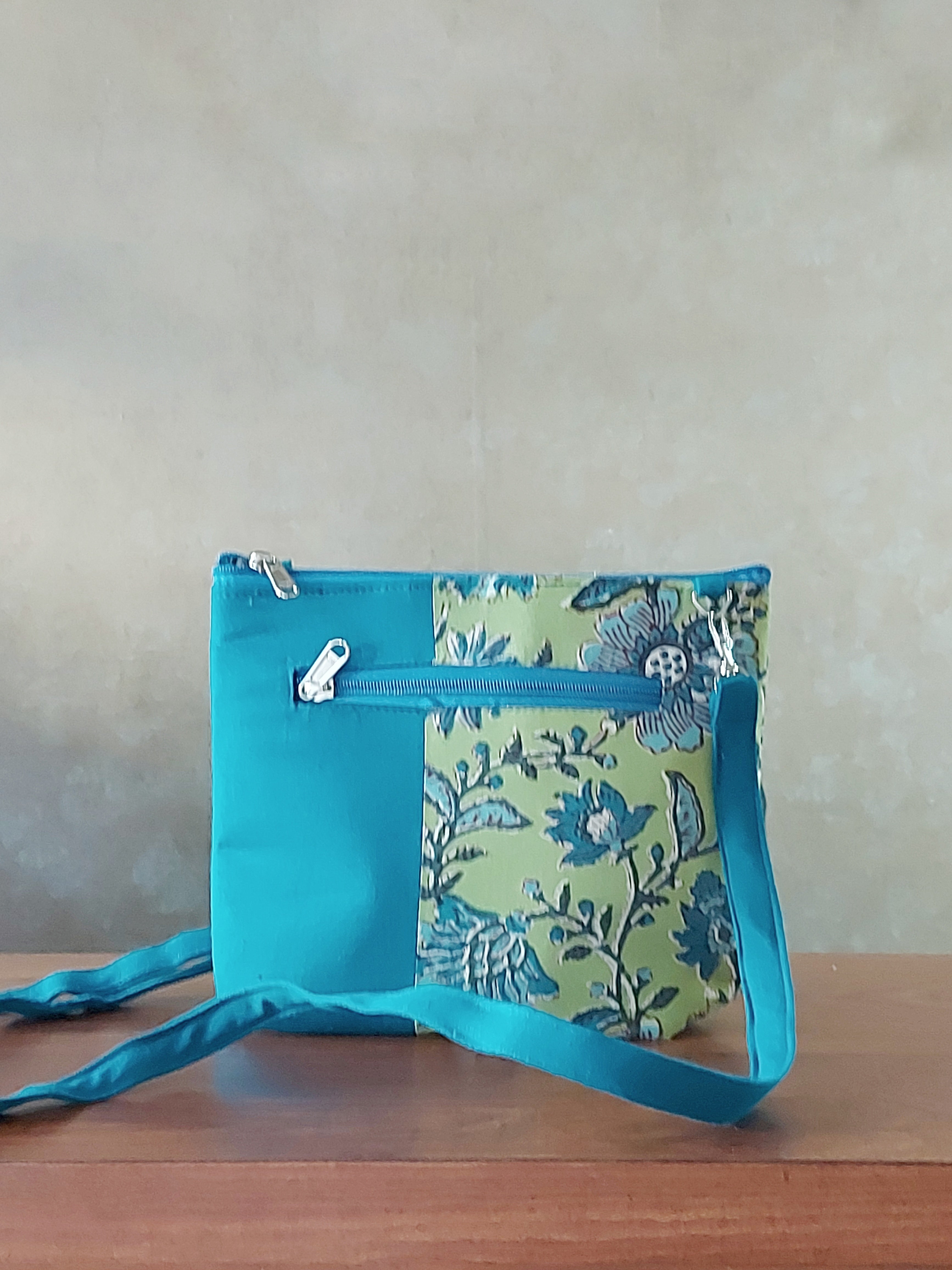 Cotton Basket Sling - Green & Blue