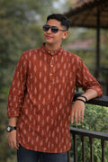 Men's Short Kurta - Rust Orange