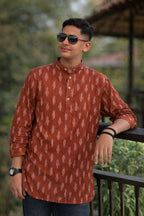 Men's Short Kurta - Rust Orange