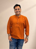 Men's Short Kurta - Rust Orange