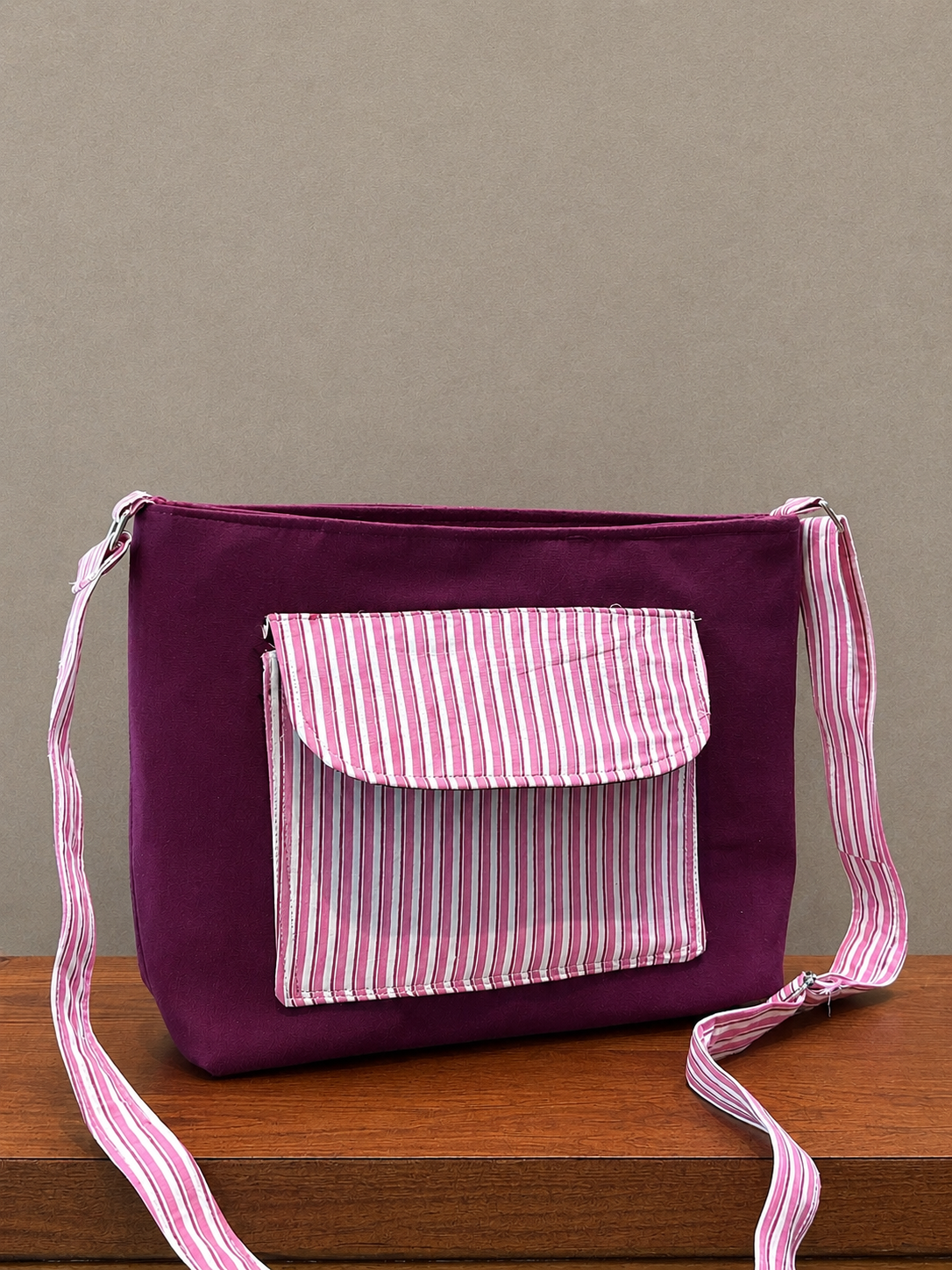 Cotton Rectangle Bag - Purple