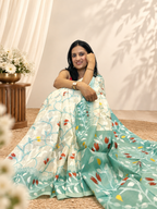 Jamdani Silk Saree – Sage Green
