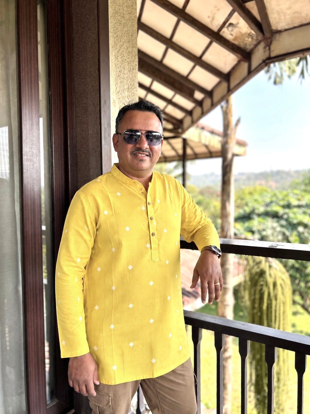 Men's Short Kurta - yellow