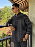Men's Short Kurta - Charcoal Black